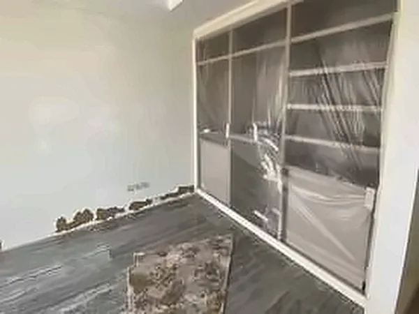 Bedroom wardrobe wall during fit-out