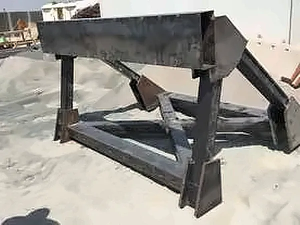 Steel buffer-stop frame on gravel
